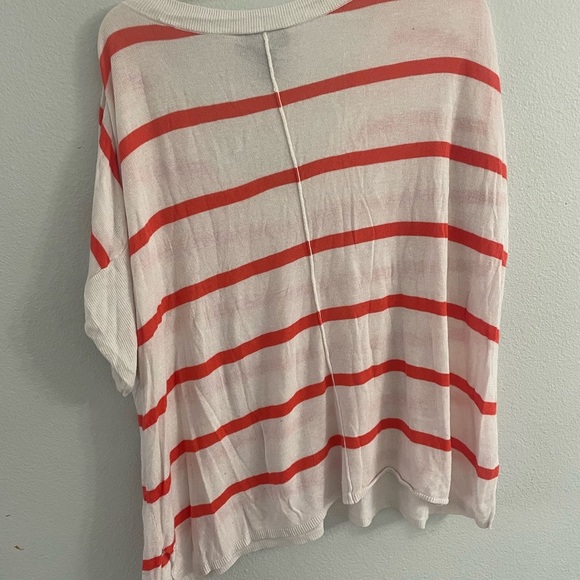 Lane Bryant Silk Blend Orange and White Striped V-Neck Top Size 14-16 - Picture 5 of 5